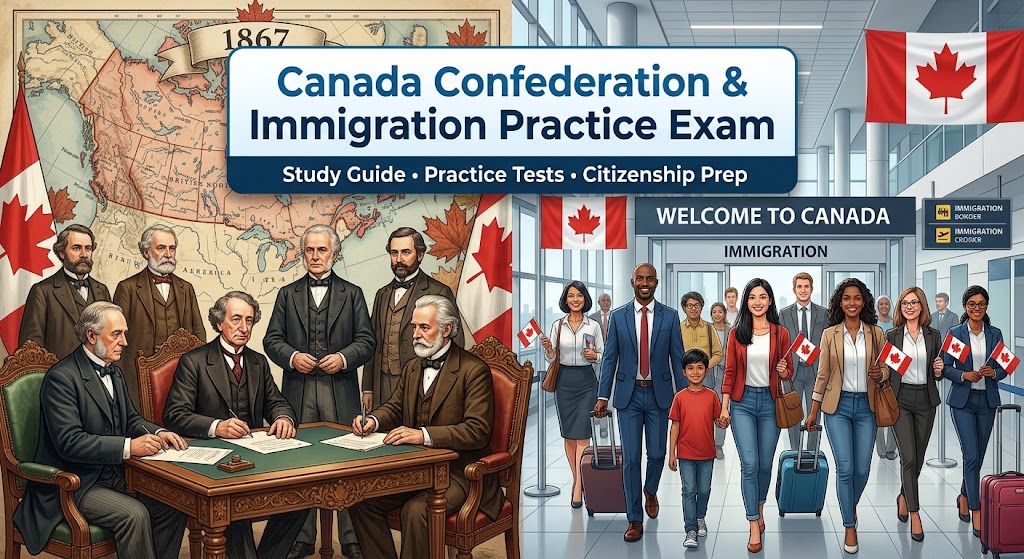 Canada Confederation & Immigration Practice Exam Banner