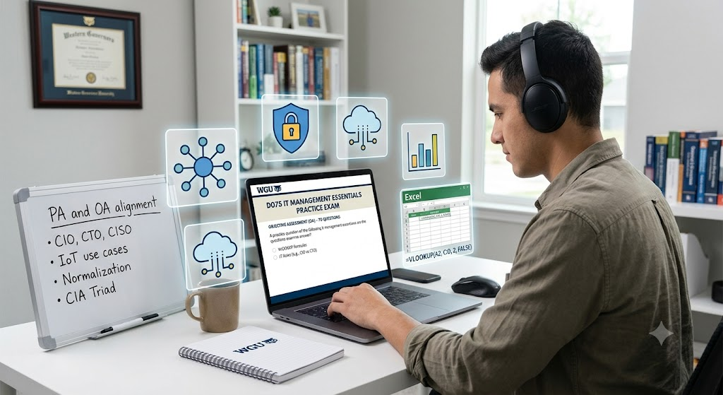 Western Governors University (WGU) BUS2030 D075 Information Technology Management Essentials OA Practice Test Banner