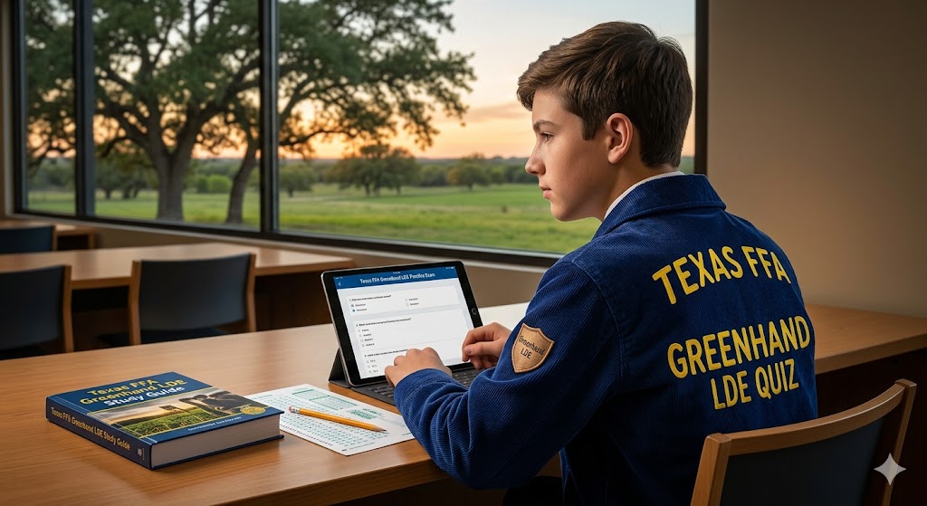 Leadership Development Event (LDE) Greenhand Texas FFA Practice Test Banner