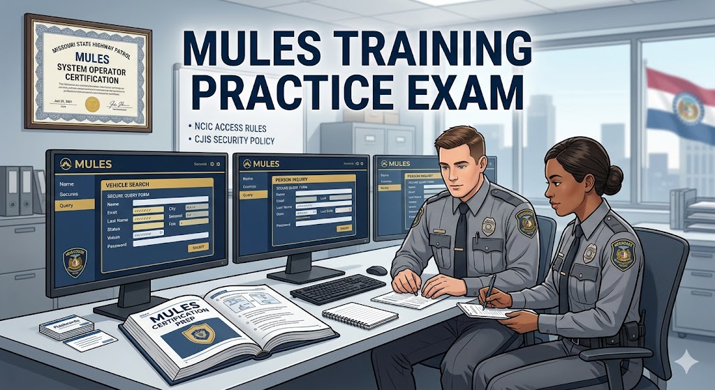 Missouri Uniform Law Enforcement System (MULES) Training Practice Test Banner