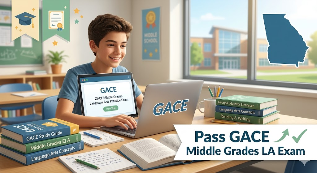 GACE Middle Grades Language Arts Practice Test Banner