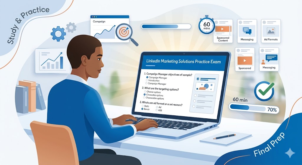 LinkedIn Marketing Solutions Fundamentals Certification Practice Test Banner