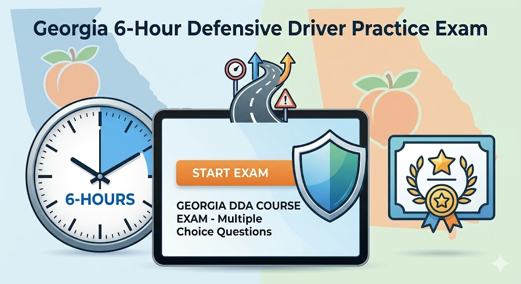 Georgia DDA 6-Hour Defensive Driver & Driver Improvement Practice Exam Banner