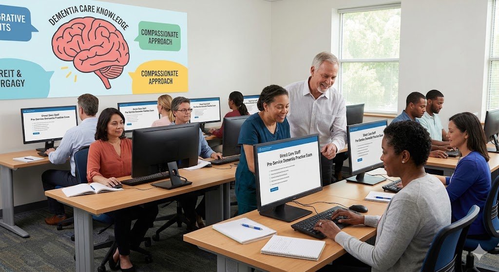 Direct Care Staff Pre-Service Dementia Training Practice Test Banner