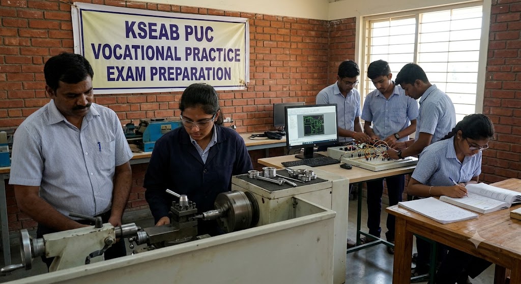 KSEAB PUC Vocational Practice Test & Exam Prep | India Banner