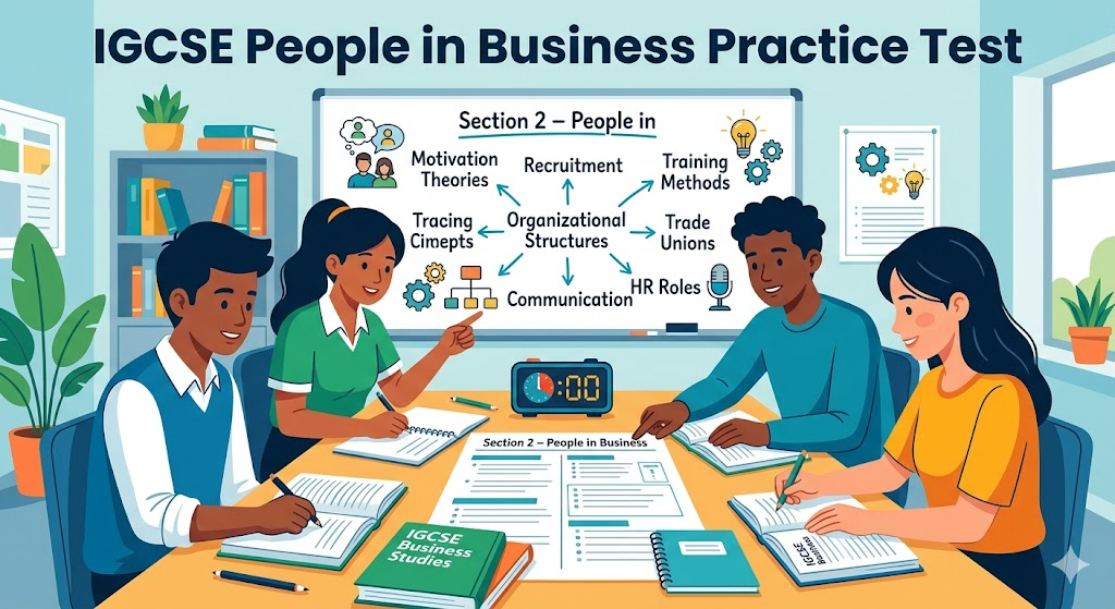 IGCSE Business Studies Section 2 – People in Business Practice Test Banner