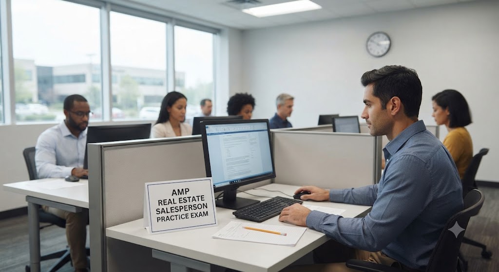 Applied Measurement Professionals (AMP) Real Estate Salesperson Practice Exam Banner