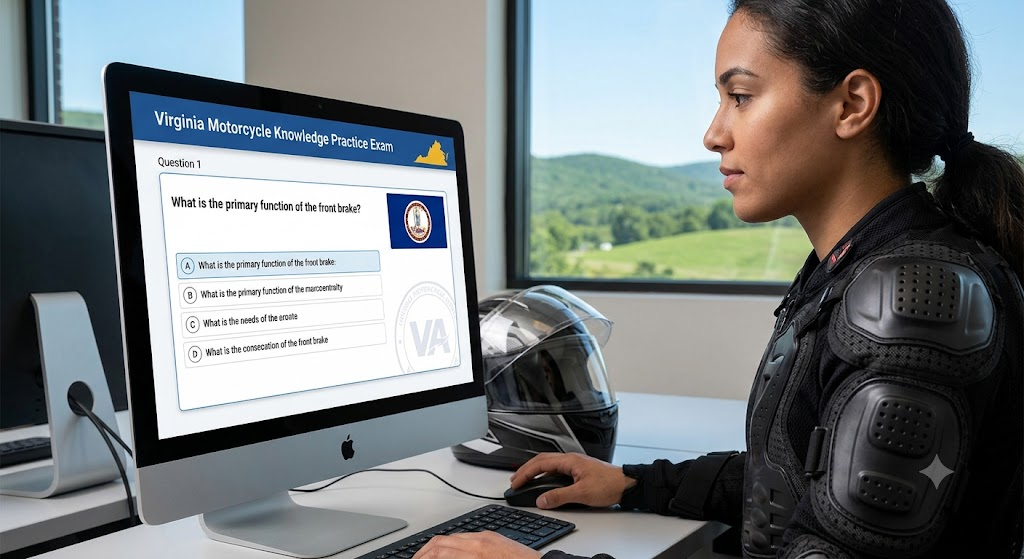 Virginia Motorcycle Knowledge Practice Exam Banner