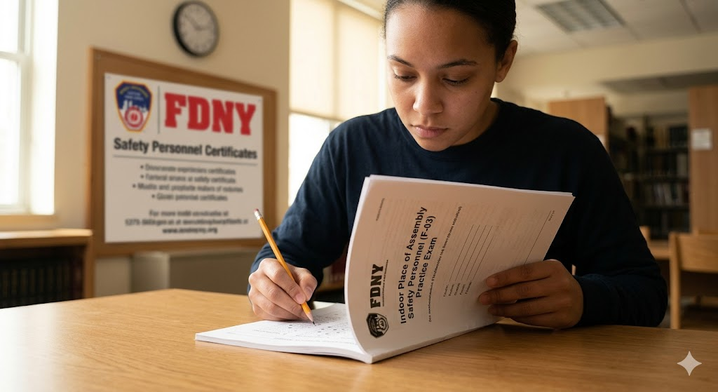 Indoor Place of Assembly Safety Personnel (F-03) Practice Exam Banner