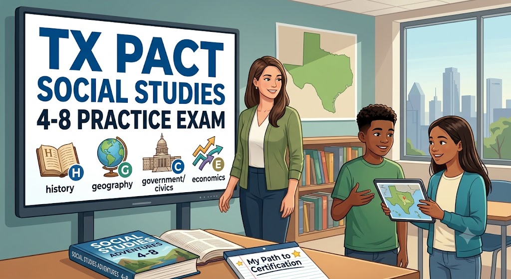 TX PACT Social Studies: Grades 4–8 (718) Practice Test Banner