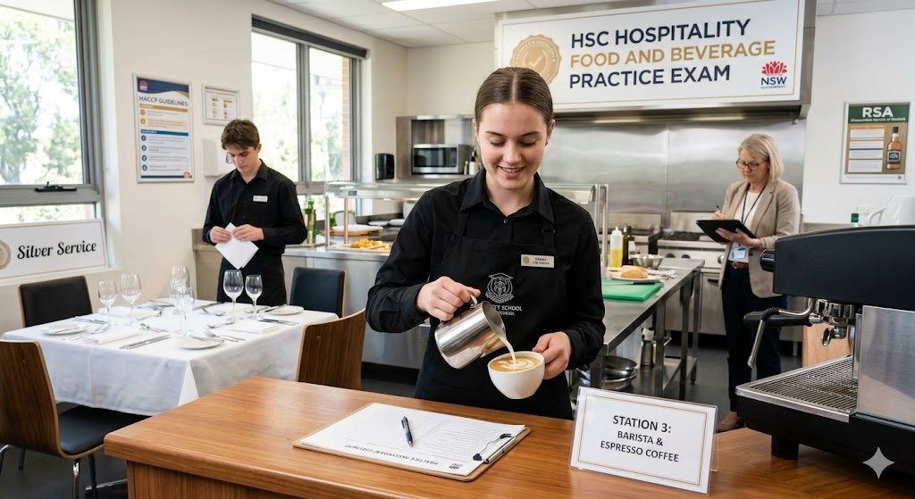 HSC Hospitality Food and Beverage Practice Exam Banner