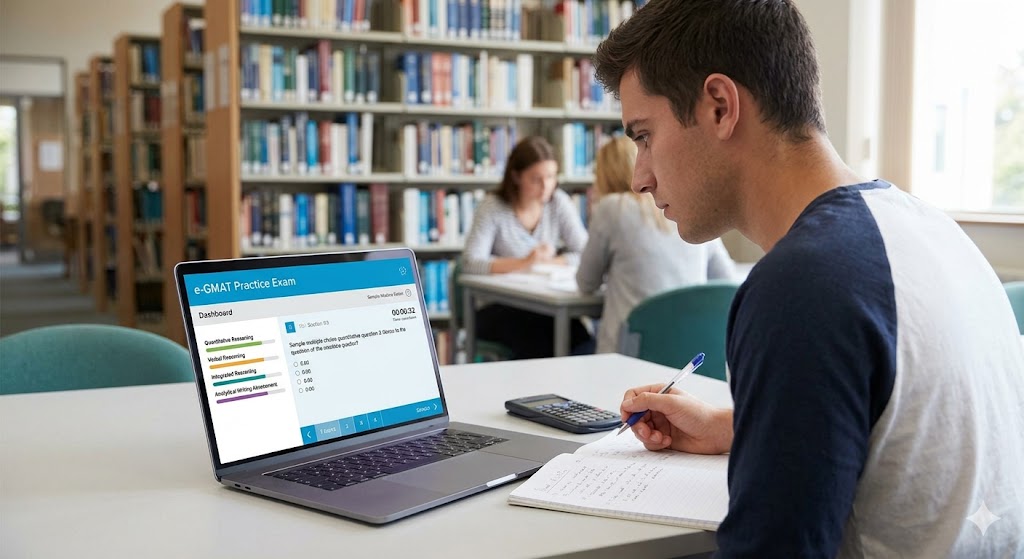 Electronic Graduate Management Admission Test (e-GMAT) Practice Exam Banner
