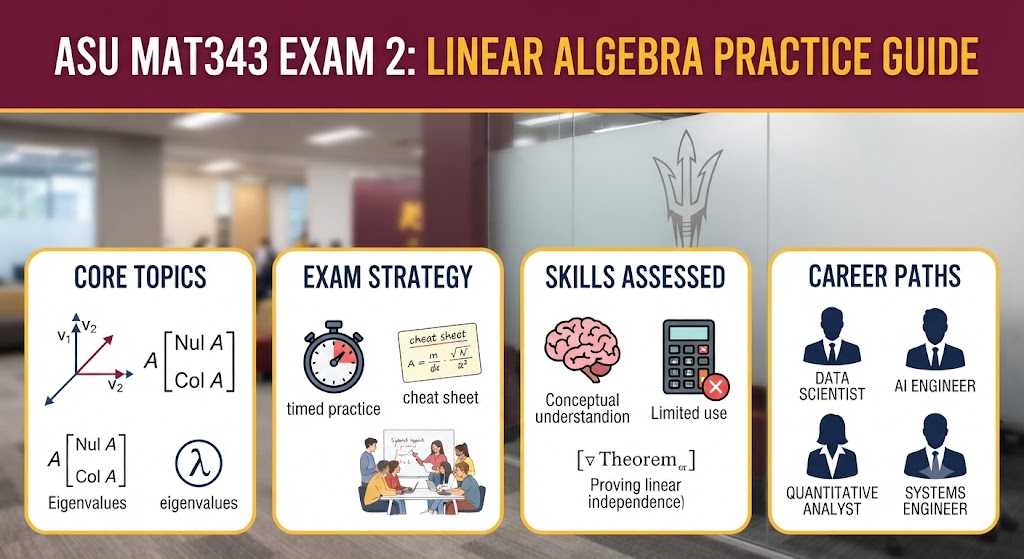Arizona State University (ASU) MAT343 Applied Linear Algebra Exam 2 Practice Banner