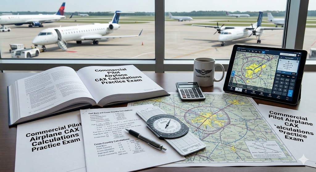 Commercial Pilot Airplane (CAX) Calculations Practice Exam Banner