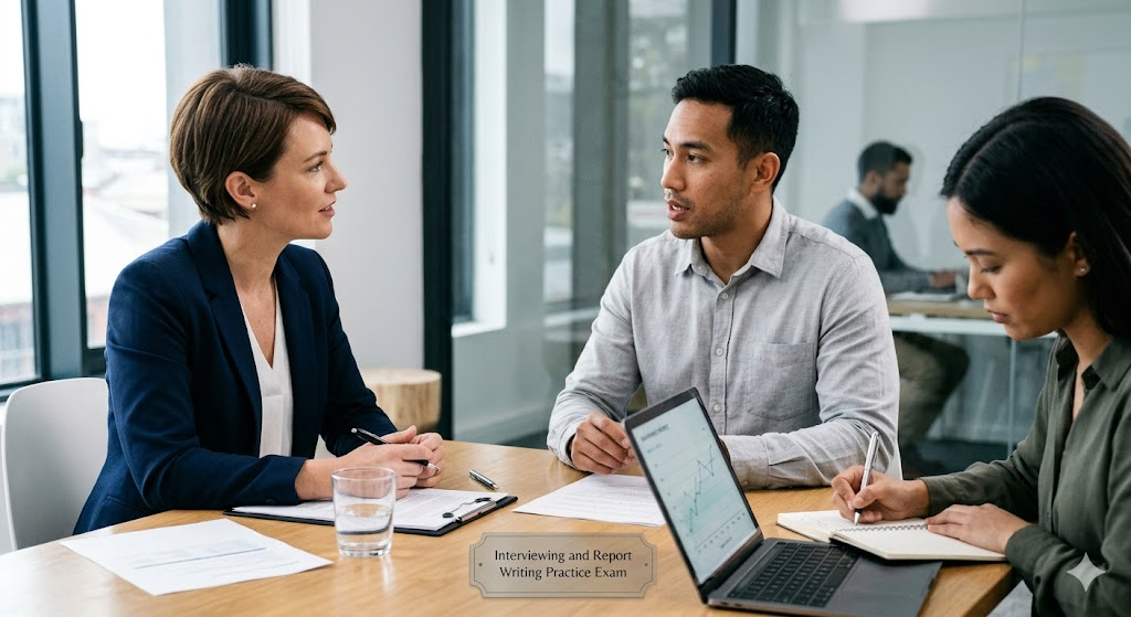Interviewing & Report Writing Practice Test. Banner