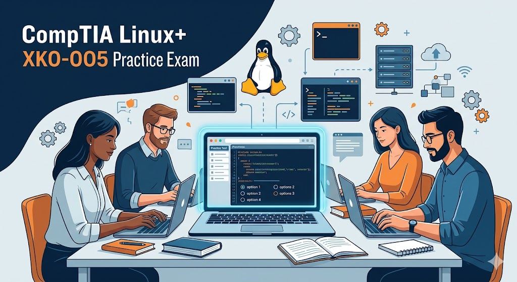 CompTIA Linux+ XK0-005 Practice Test 2026 | Real Exam Questions Banner
