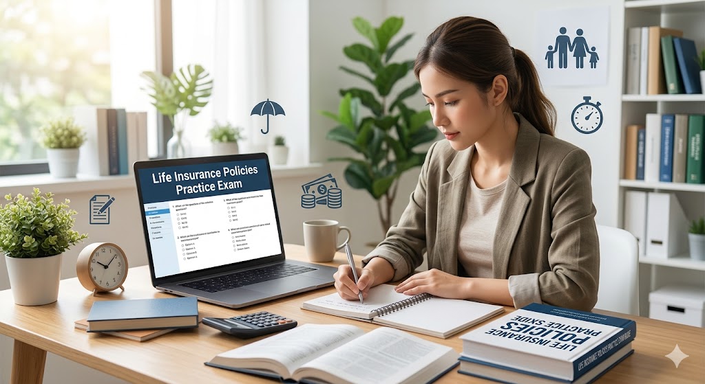 Life Insurance Policies, Provisions, Options and Riders Practice Test Banner