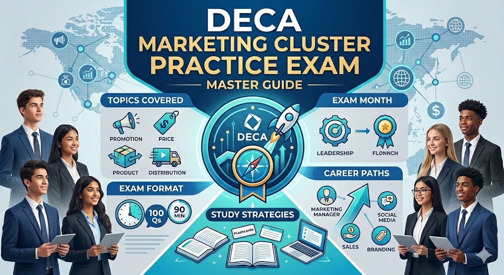 DECA Marketing Cluster Practice Exam Banner