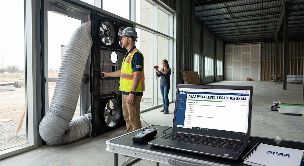ABAA Whole-Building Airtightness Testing (WBAT) Level 1 Practice Exam Banner