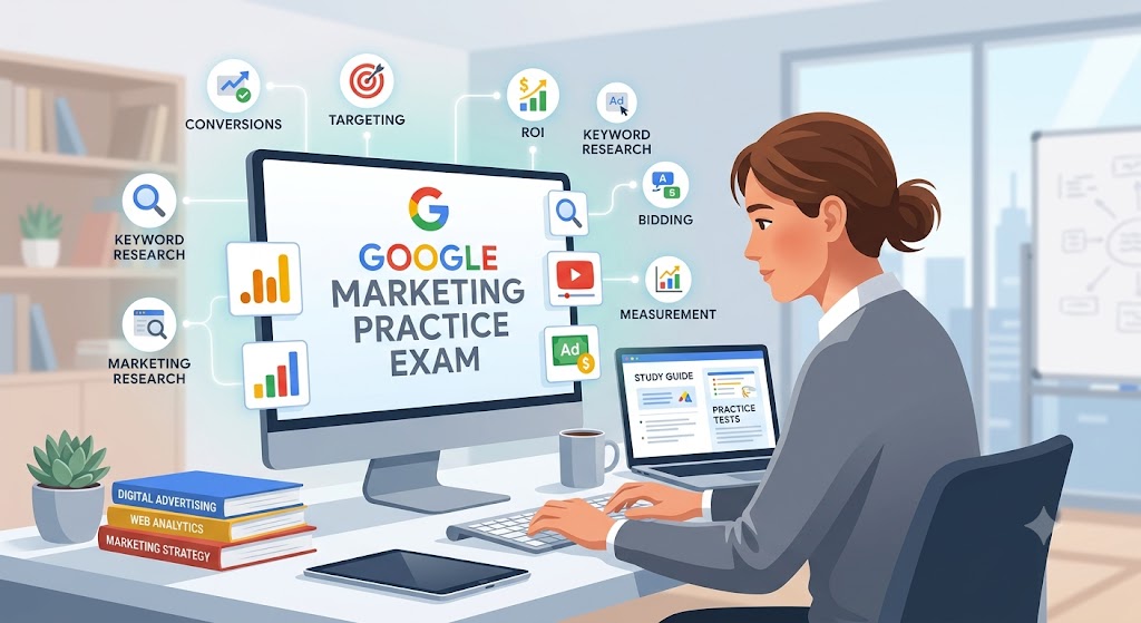 Google Marketing Practice Test & Exam Prep Banner