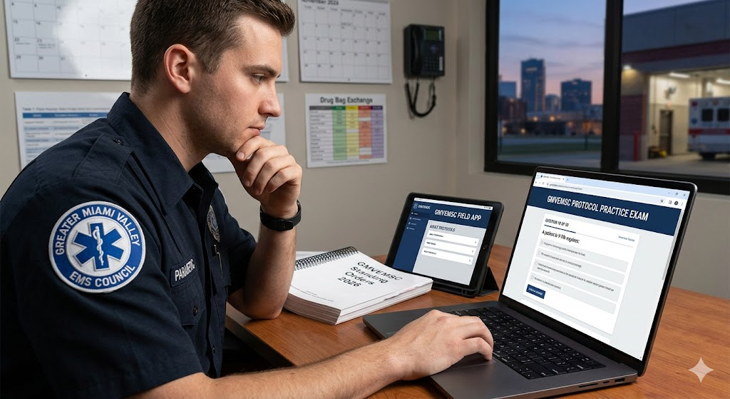 Greater Miami Valley EMS Council (GMVEMSC) Protocol Practice Exam Banner