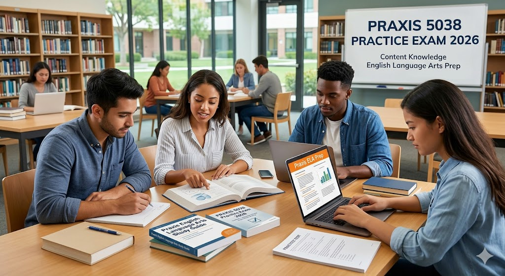 Praxis English Language Arts Content Knowledge 5038 Practice Test 2026 | Exam Prep Questions Banner