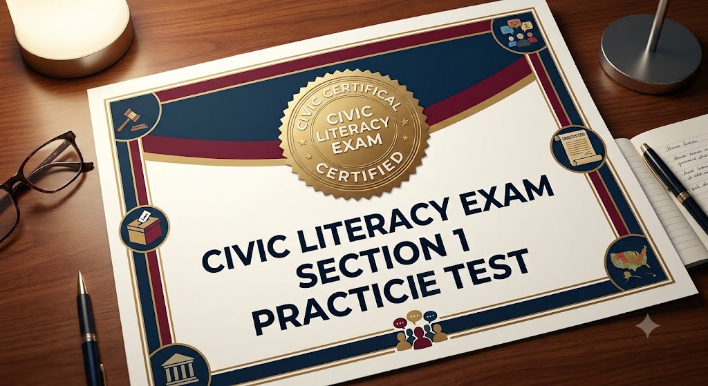 Civic Literacy Exam Section 1 Practice Test Banner