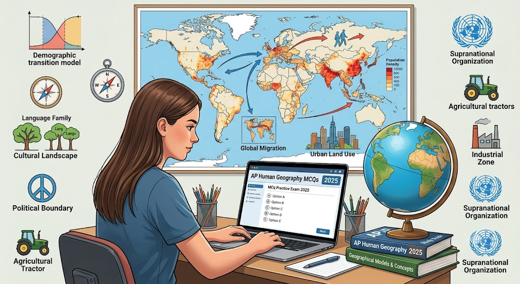 AP Human Geography MCQs Questions and Answers 2025 Banner