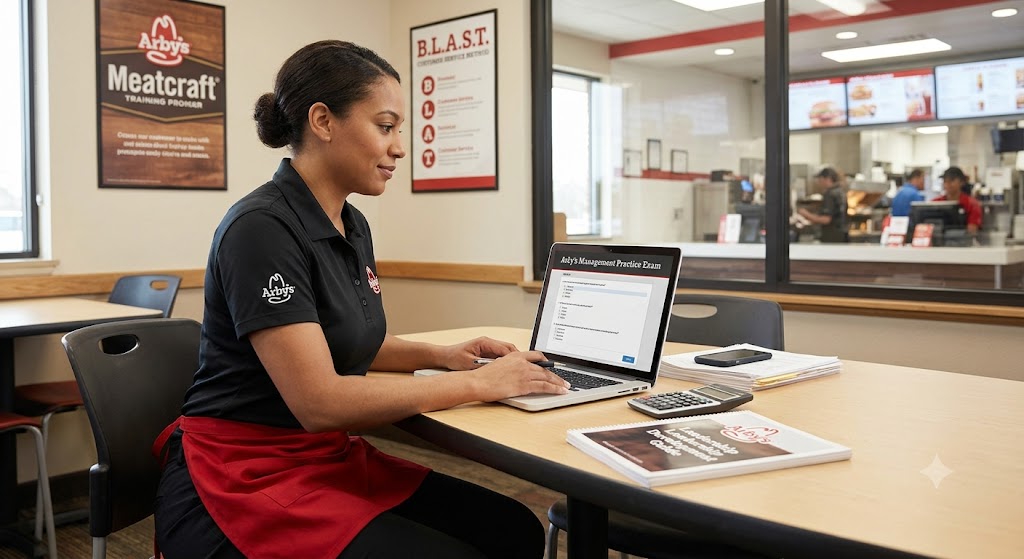 Arby's Management Practice Test Banner