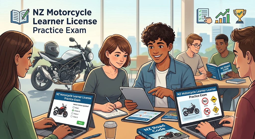 NZ Motorcycle Learner License Practice Test Banner