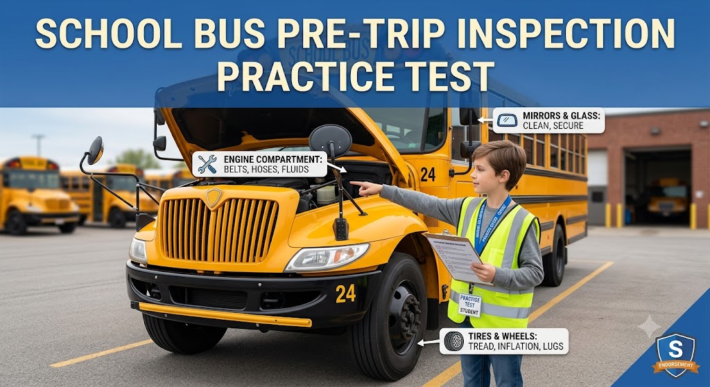 School Bus Pre‑Trip Inspection Practice Test Banner