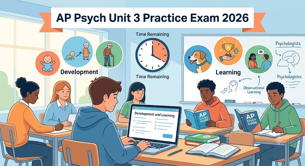 AP Psychology UNIT 3 Practice Test 2026 Development and Learning Banner