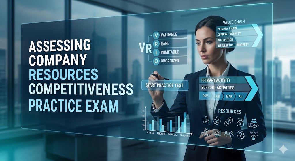 Evaluating a company's Resources, Capabilities, & Competitiveness Practice Test Banner