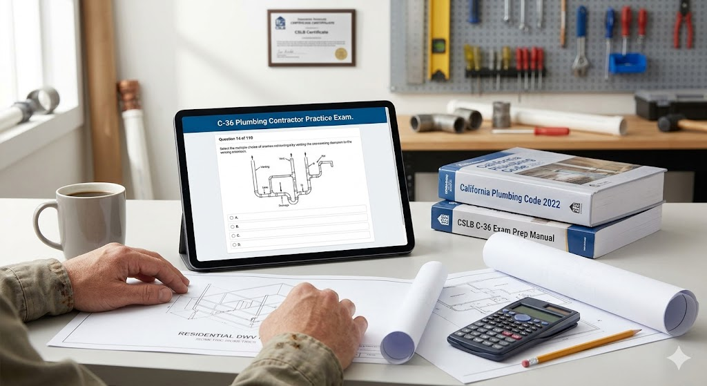 C-36 Plumbing Contractor Practice Exam Banner