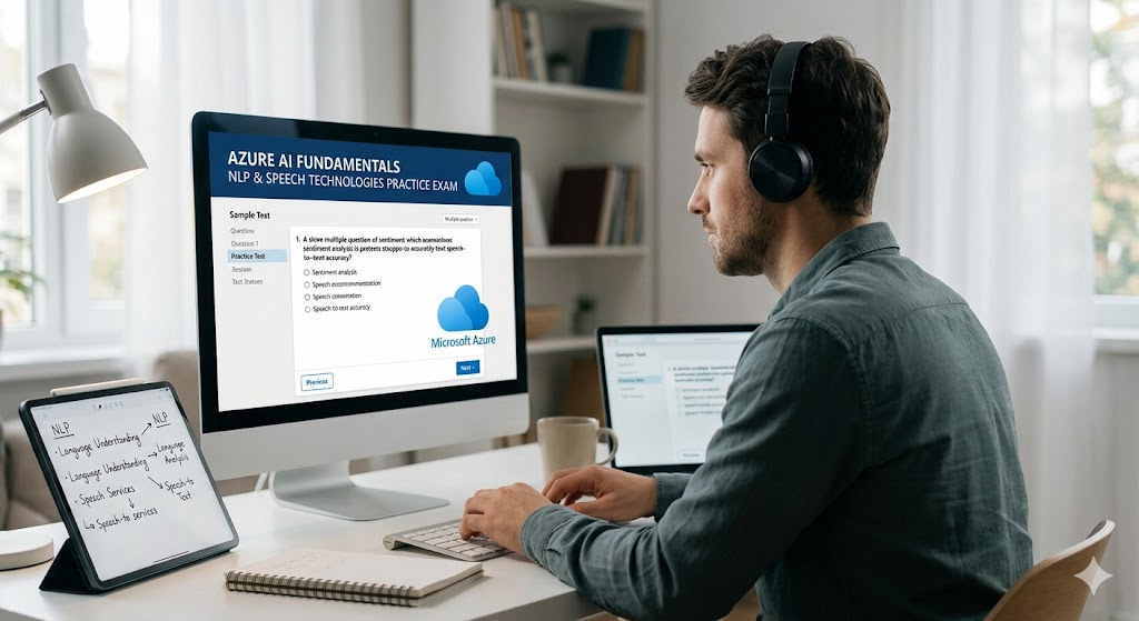 Azure AI Fundamentals Natural Language Processing (NLP) and Speech Technologies Practice Test Banner