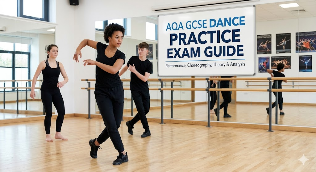 Assessment and Qualifications Alliance (AQA) GCSE Dance Practice Exam Banner