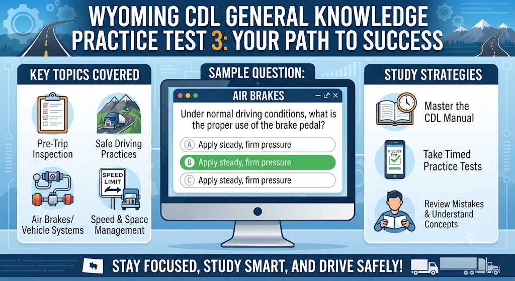 Wyoming CDL General Knowledge Practice Test 3 Banner