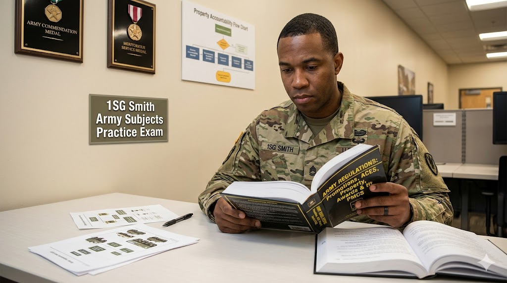 1SG Smith Army Subjects Practice Exam Banner