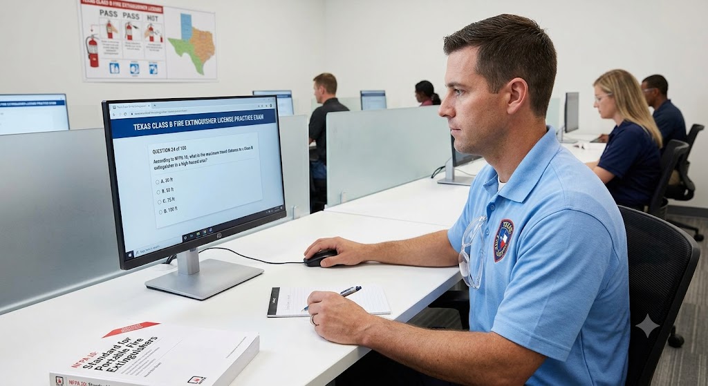 Texas Class B Fire Extinguisher License Practice Exam Banner
