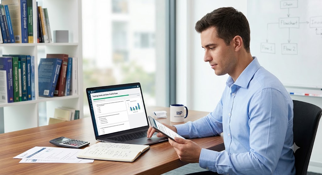 Tracking Assets and Sales Practice Test Banner
