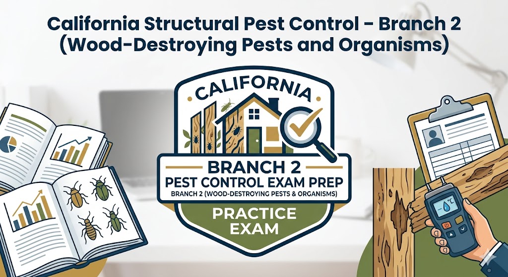 California Structural Pest Control – Branch 2 (Wood-Destroying Pests and Organisms) Practice Exam Banner