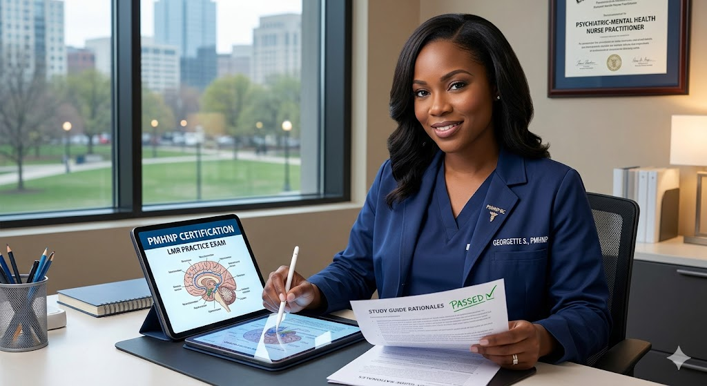 Georgette’s Psychiatric-Mental Health Nurse Practitioner (PMHNP) Certification LMR Practice Exam Banner