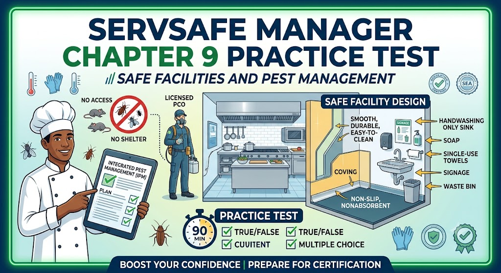 ServSafe Practice Test Chapter 9 – Safe Facilities and Pest Management. Banner