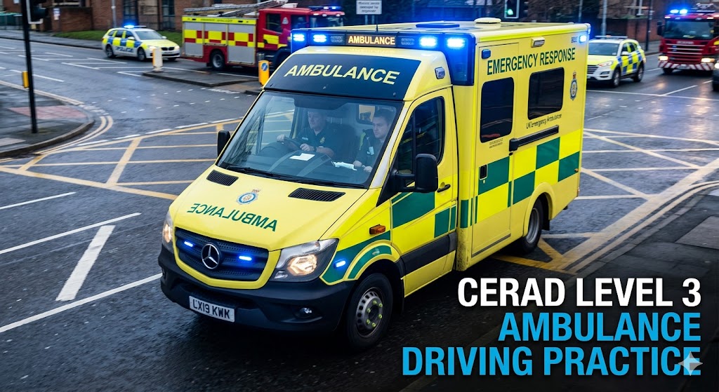 Certificate in Emergency Response Ambulance Driving (CERAD) Level 3  Exam 2 Practice Banner