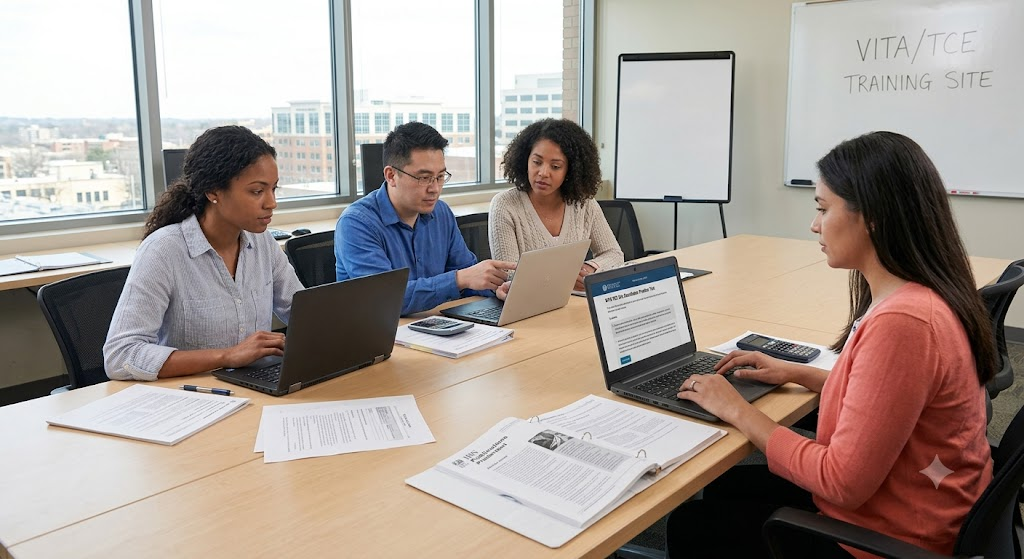 Volunteer Income Tax Assistance (VITA) / Tax Counseling for the Elderly (TCE) Site Coordinator Training Practice Test Banner