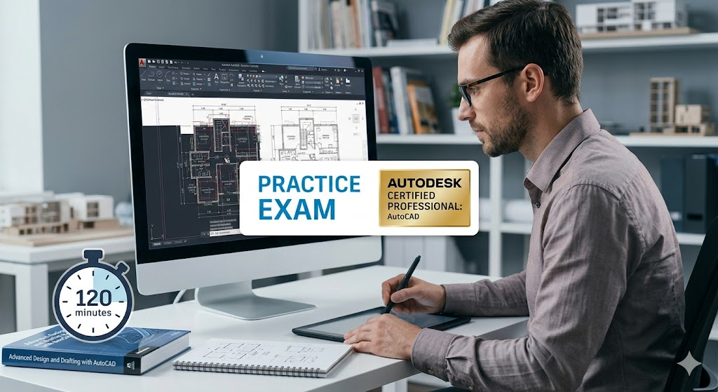 Autodesk Certified Professional in AutoCAD for Design and Drafting Practice Exam Banner