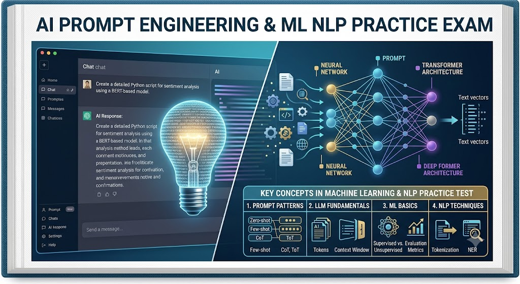 AI Prompt Engineering and Key Concepts in Machine Learning and NLP Practice Test Banner
