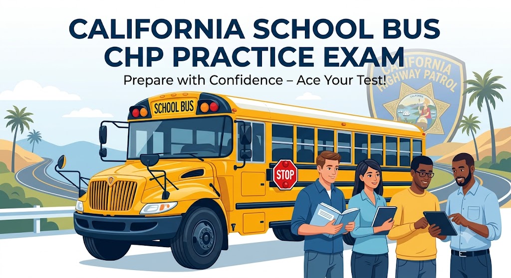 School Bus CHP Practice Test Banner