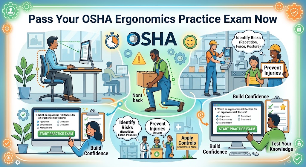 Pass Your OSHA Ergonomics Practice Exam Now Banner