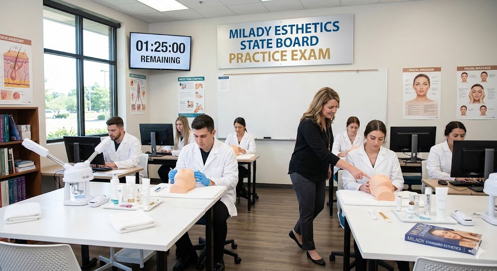 Milady Esthetics State Board Practice Test Banner